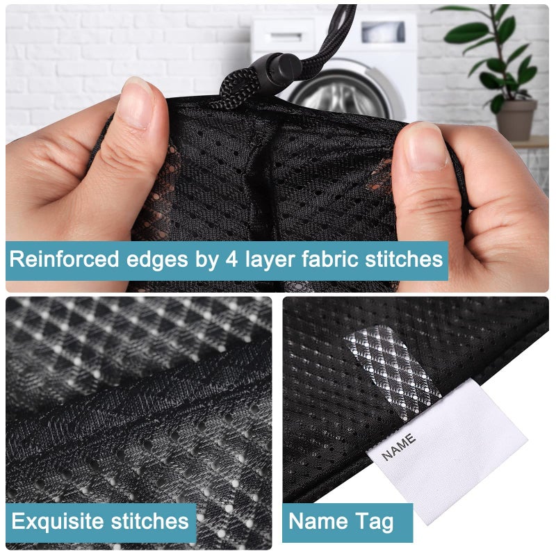 Polecasa Heavy Duty Extra Large Mesh Laundry Bags with ID Tag and Locking Drawstring Closure - 2 Pack, 30 x 36 inches - Laundry Hamper Liner, Washable Laundry Bag for Travel, Sports, Dorms (Black) - Image 4